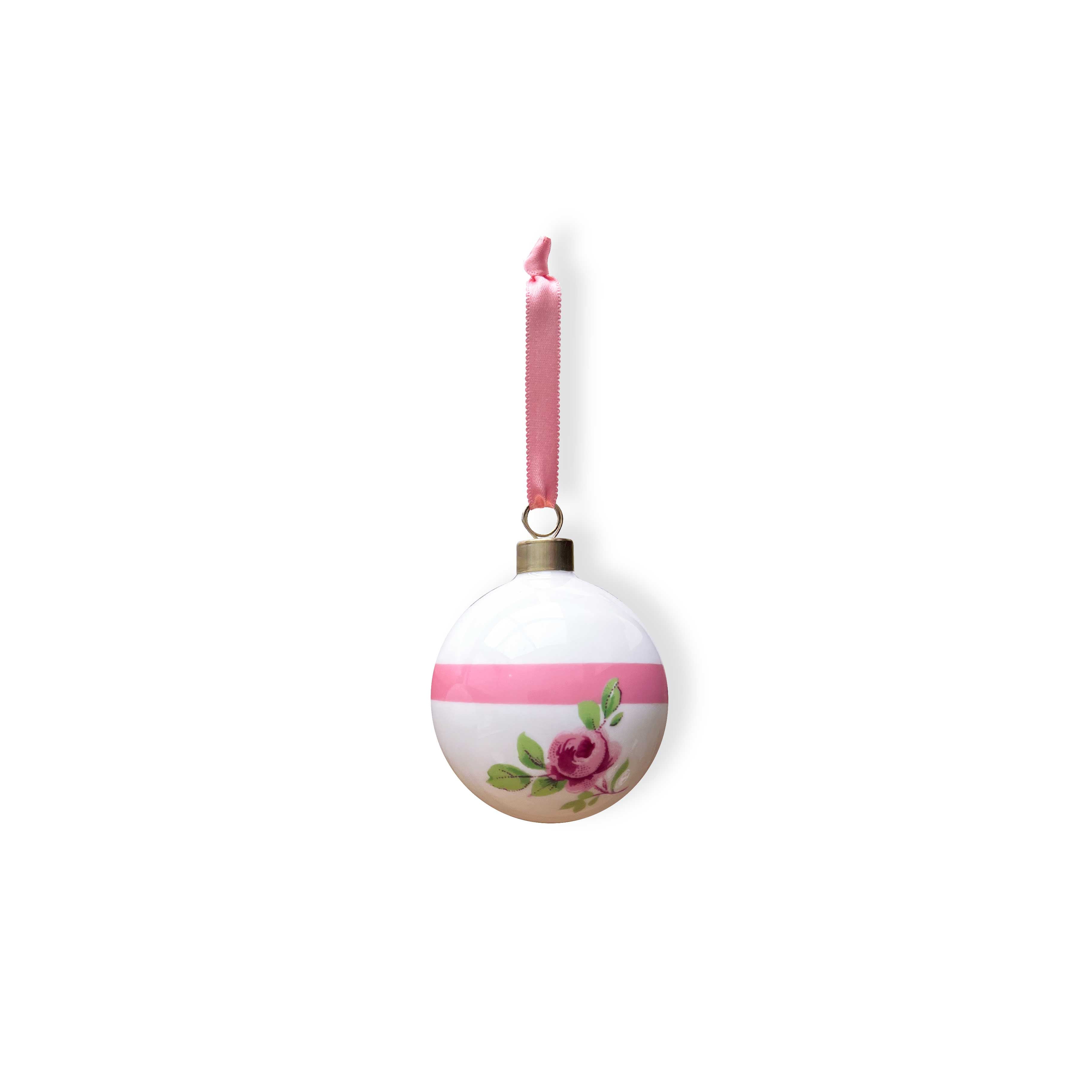 Duchess China 1888 - Regency Rose Pink Stripe Bauble