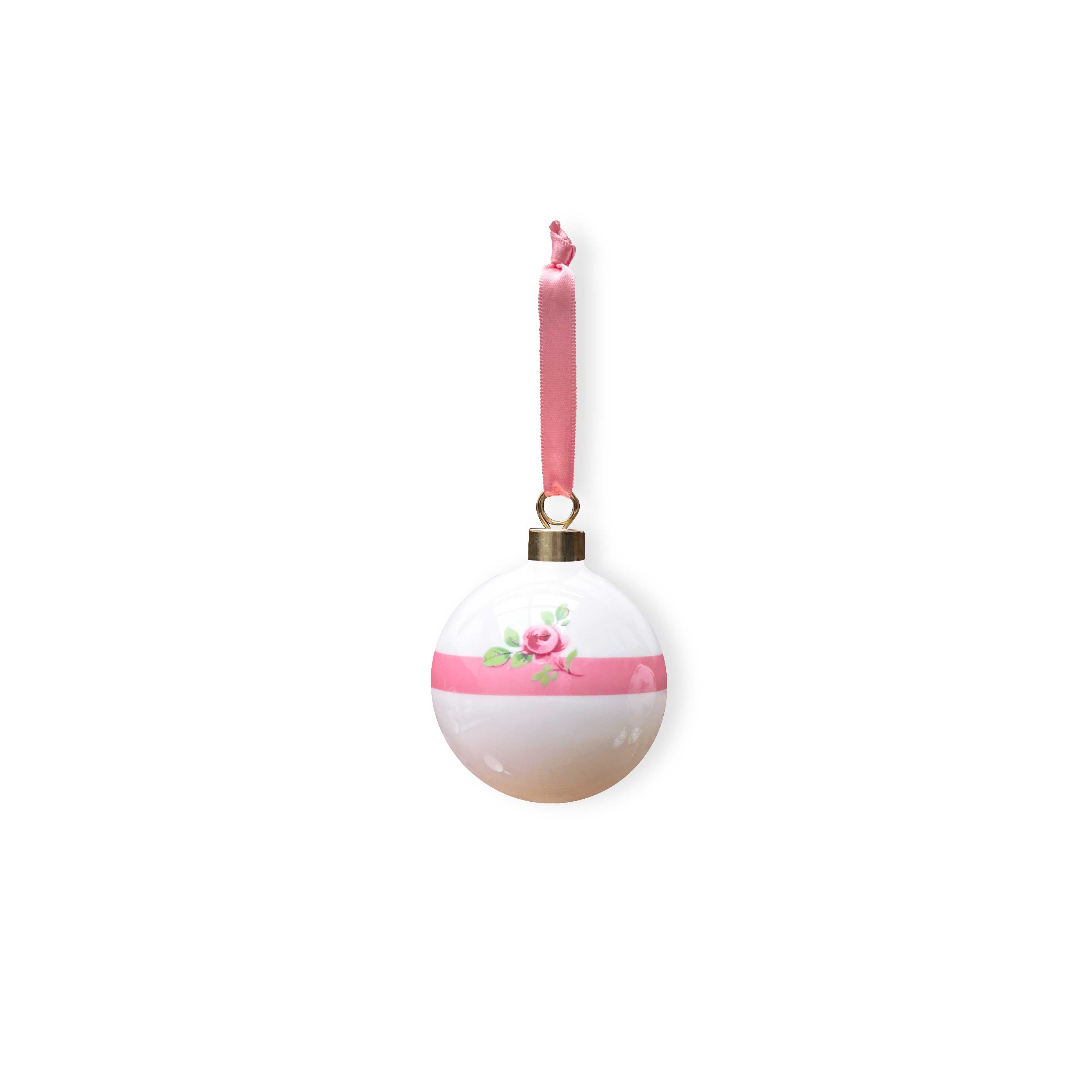 Duchess China 1888 - Regency Rose Pink Stripe Bauble